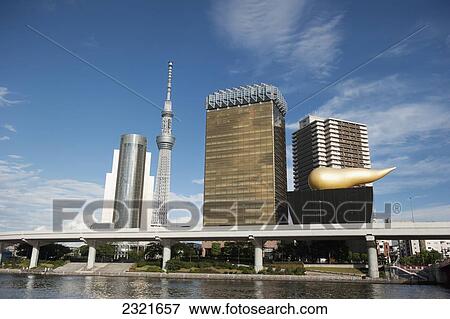 Stock Photo - Japan, Tokyo, Tokyo skyline with Tokyo Skytree. Fotosearch
