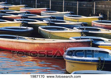 Japan, Tokyo, Ueno Park, Colorful Row Boats Tied Together On Lake. View Large Photo Image Stock Image - Japan, Tokyo, Ueno Park, Colorful Row Boats Tied Together On Lake.. Fotosearch