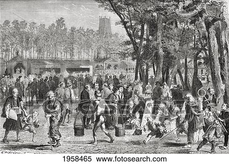 Stock Photography - Japanese Fair In Yedo, Now Known As Tokyo, Japan, In The 19Th Century. From El Mundo En La Mano Published 1875.. Fotosearch