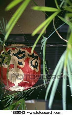 Stock Image - Japanese Lantern And Leaves, Close-Up. Fotosearch