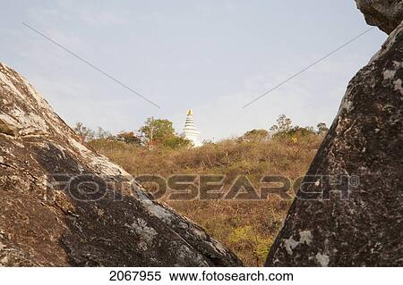Stock Photography - Japanese Shanti Stupa, Gridhrakuta Hill, Rajgir, Bihar, India. Fotosearch