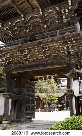 Stock Photo - Japanese Temple Entrance Gate; Koyasan, Wakayama, Japan. Fotosearch
