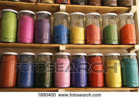 Jars Of Dyes For Sale View Large Photo Image Stock Image - Jars Of Dyes For Sale. Fotosearch