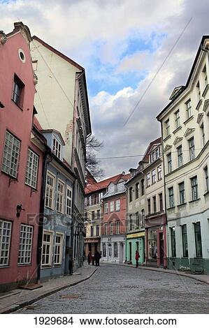 Picture - Jauniela Street, Old Town Riga, Latvia.. Fotosearch