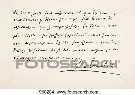 Picture - Jean Baptiste Joseph, Chevalier Delambre, 1749 - 1822. French Mathematician And Astronomer. Hand Writing Sample.. Fotosearch