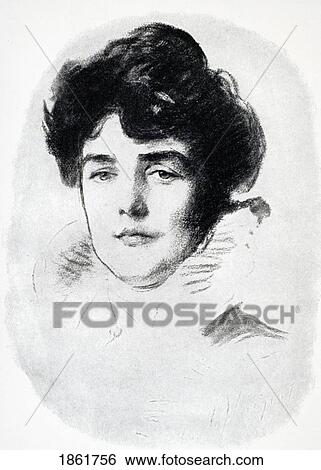 Stock Photograph - Jeanette Jennie Jerome Lady Randolph Churchill 1854 To 1921 Engraving From A Drawing By Sargeant From A Roving Commission By Winston S. Churchill Published By Scribners 1930. Fotosearch