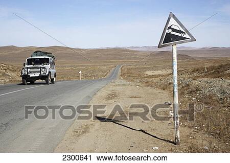 Jeep And Road Sign On Road Between Ulaanbaatar And Karkhorin; Mongolia View Large Photo Image Stock Image - Jeep And Road Sign On Road Between Ulaanbaatar And Karkhorin; Mongolia. Fotosearch