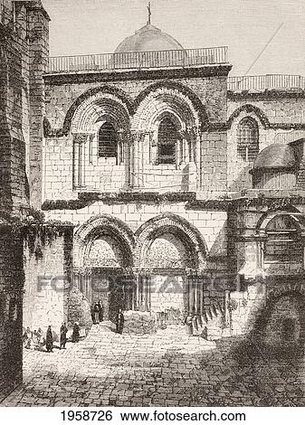 Stock Photograph - Jerusalem, Palestine. Church Of The Holy Sepulchre In The 19Th Century. From Military And Religious Life In The Middle Ages By Paul Lacroix Published London Circa 1880.. Fotosearch