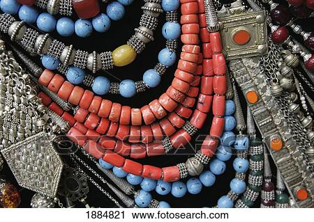 Stock Image - Jewellery And Beads On Sale In Market. Fotosearch
