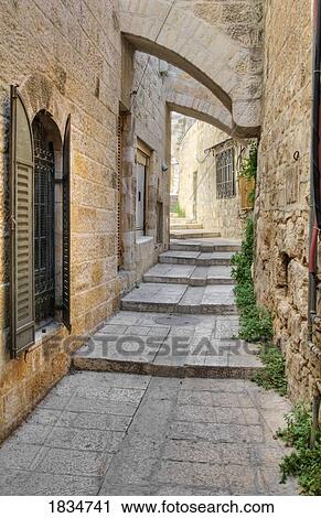 Jewish Quarter, Jerusalem, Israel; Stone Alleyway In Walled City View Large Photo Image Stock Image - Jewish Quarter, Jerusalem, Israel; Stone Alleyway In Walled City. Fotosearch
