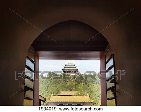 Stock Photo - Jingshan Park From The Forbidden City; Beijing, China. Fotosearch