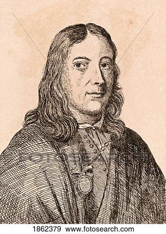 Stock Photo - Johannes Lingelbach 1622 - 1674 Aka Jan Lingelbach Dutch Painter From 75 Portraits Of Celebrated Painters From Authentic Originals Etched By James Girtin Published London 1817. Fotosearch