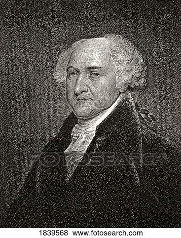Stock Photo - John Adams 1735-4 To 1826 Second President Of America American Statesman And Founding Father A Signatory Of Declaration Of Independence 19Th Century Engraving By J B Longacre From A Painting By Otis After Stuart. Fotosearch