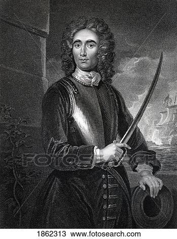 Stock Image - John Benbow 1653 To 1702 English Admiral Engraved By W T Mote After Sir G Kneller From The Book The National Portrait Gallery Volume Iv Published C1820. Fotosearch