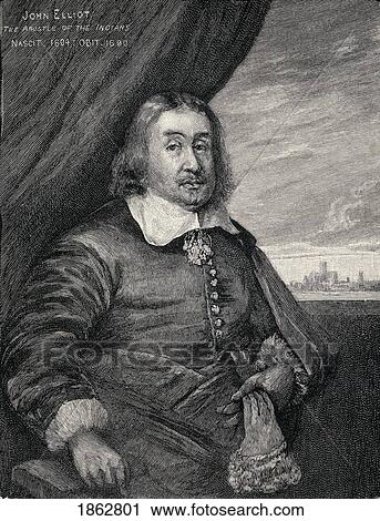 Stock Image - John Eliot C. 1604 ÃƒÆ’Ã‚Â» 1690 Aka Apostle Of The Indians English Puritan Missionary From The Book The Century Illustrated Monthly Magazine May To October 1883. Fotosearch