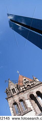 Stock Photography - John Hancock Tower, Trinity Church, Copley Square, Boston, Usa.. Fotosearch