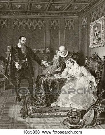 Stock Photo - John Knox Admonishing Mary Queen Of Scots 24 June 1563 About Her Planned Marriage To Don Carlos The Son Of Phillip Ii Of Spain. From The National And Domestic History Of England By William Aubrey Published London Circa 1890. Fotosearch