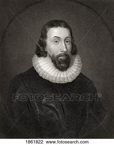 Stock Image - John Winthrop 1587 Or 1588 To 1649 English Born Puritan Who Became First Governor Of Massachusetts Bay Colony From 19Th Century Engraving By C. W. Sharpe After Vandyke. Fotosearch