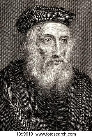 Stock Photo - John Wycliffe, Also Spelled Wycliff, Wyclif, Wicliffe, Wiclif, C. 1330-1384, English Theologian, Philosopher And Church Reformer. 19Th Century Print Engraved By Edward Smith From An Original Painting.. Fotosearch