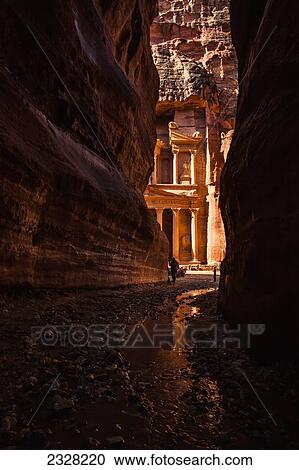 Jordan, El Khazneh seen from natural narrow canyon; Petra View Large Photo Image Stock Image - Jordan, El Khazneh seen from natural narrow canyon; Petra. Fotosearch