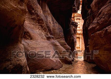 Jordan, El Khazneh seen from natural narrow canyon; Petra View Large Photo Image Stock Image - Jordan, El Khazneh seen from natural narrow canyon; Petra. Fotosearch