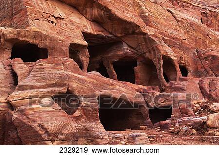 Jordan, Facade of ancient rock buildings; Petra View Large Photo Image Stock Photo - Jordan, Facade of ancient rock buildings; Petra. Fotosearch