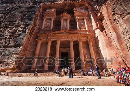 Stock Photo - Jordan, Low angle view of El Khazneh; Petra. Fotosearch