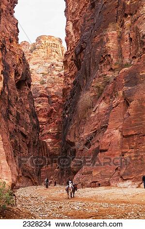 Jordan, Narrow canyon; Petra View Large Photo Image Picture - Jordan, Narrow canyon; Petra. Fotosearch