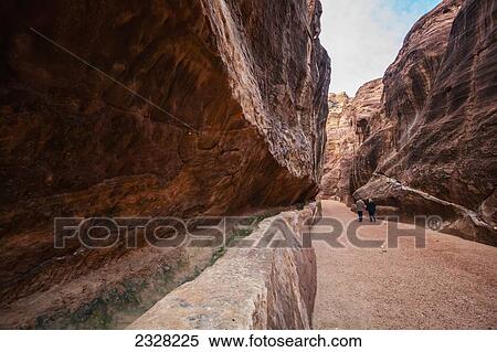 Jordan, Narrow canyon; Petra View Large Photo Image Stock Photography - Jordan, Narrow canyon; Petra. Fotosearch