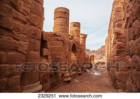 Stock Image - Jordan, Old ruins; Petra. Fotosearch