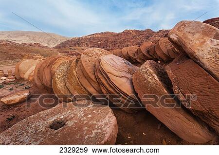 Jordan, Old ruins; Petra View Large Photo Image Stock Photo - Jordan, Old ruins; Petra. Fotosearch