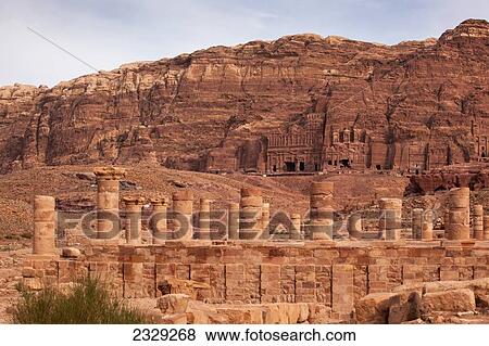 Jordan, Old ruins; Petra View Large Photo Image Stock Photo - Jordan, Old ruins; Petra. Fotosearch