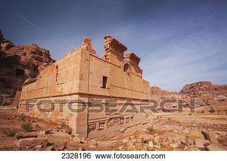 Stock Photograph - Jordan, Qasr al-Bint temple; Petra. Fotosearch