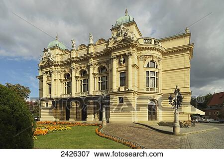 Stock Photo - Juliusz Slowacki Theatre, Old Quarter; Krakow, Poland. Fotosearch