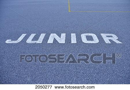 'junior' Painted On The Pavement Of A School Playground View Large Photo Image Stock Photo - 'junior' Painted On The Pavement Of A School Playground. Fotosearch