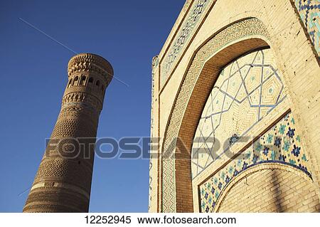 Stock Photography - Kalon minaret, Poi Kalon complex, Old Town; Bukhara, Uzbekistan. Fotosearch