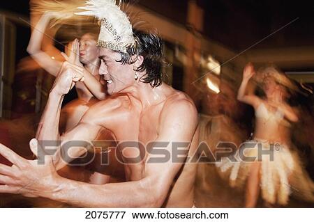Stock Photo - Kari Kari Dance Troup Performing Polynesian Dances At The Hotel Hanga Roa, Rapa Nui (Easter Island), Chile. Fotosearch