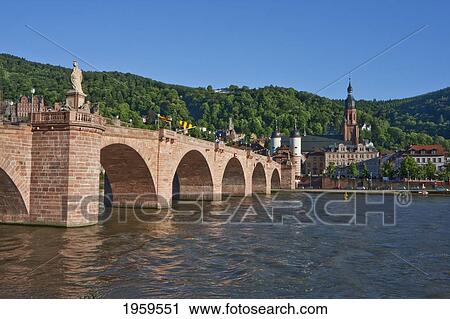 Stock Image - Karl-Theodor Bridge (Old Bridge) Over The Neckar River, Heidelberg, Baden-Wurttemberg, Germany. Fotosearch