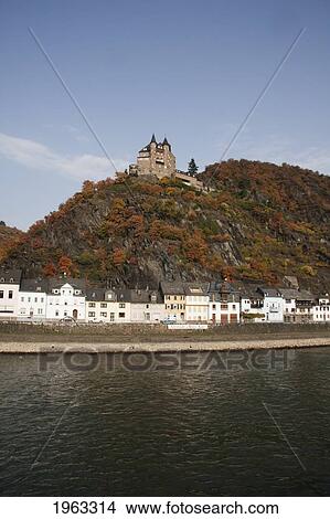 Katz Castle Above Sankt Goarshausen, As Seen From The Rhine River, Rhineland-Palatinate, Germany View Large Photo Image Picture - Katz Castle Above Sankt Goarshausen, As Seen From The Rhine River, Rhineland-Palatinate, Germany. Fotosearch