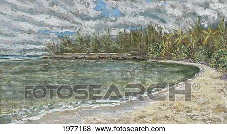 Kawela Bay, Hawaii, Oahu, North Shore, Landscape Of Kawela Bay (Pastel). View Large Photo Image Stock Photo - Kawela Bay, Hawaii, Oahu, North Shore, Landscape Of Kawela Bay (Pastel).. Fotosearch