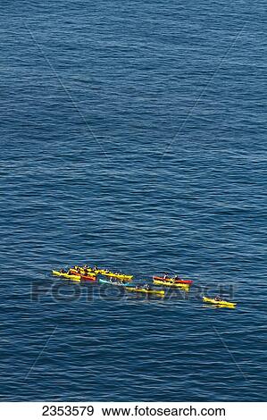 Stock Photo - Kayaking From Hahei Beach To Cathedral Cove; New Zealand. Fotosearch