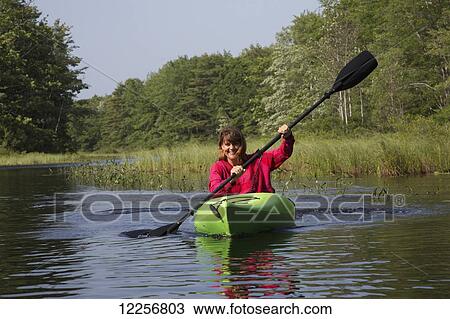 Stock Image - Kayaking on Pemaquid River; South Bristol, Maine, United States of America. Fotosearch