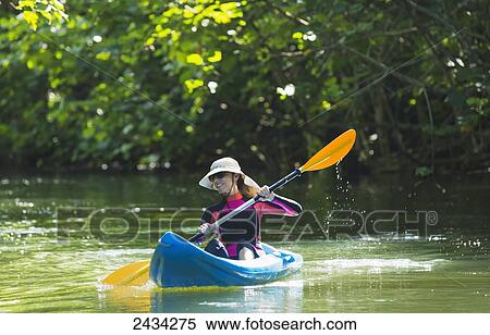 Stock Photography - Kayaking up the Faaroa River; Raiatea, French Polynesia. Fotosearch
