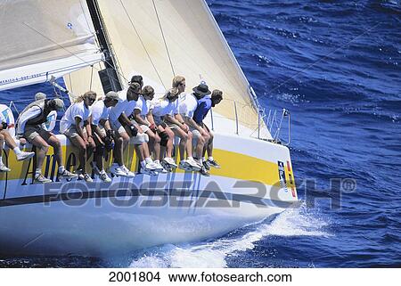 Kenwood Cup, Close-Up Side View Of Crew Sitting Along Beam Of Yacht View Large Photo Image Picture - Kenwood Cup, Close-Up Side View Of Crew Sitting Along Beam Of Yacht. Fotosearch