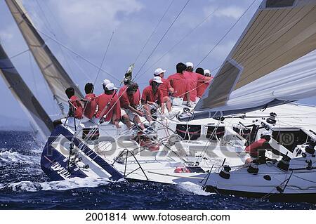 Kenwood Cup Tournament, Close Up Next To Leaning Sailboat, Crew On One Side View Large Photo Image Picture - Kenwood Cup Tournament, Close Up Next To Leaning Sailboat, Crew On One Side. Fotosearch
