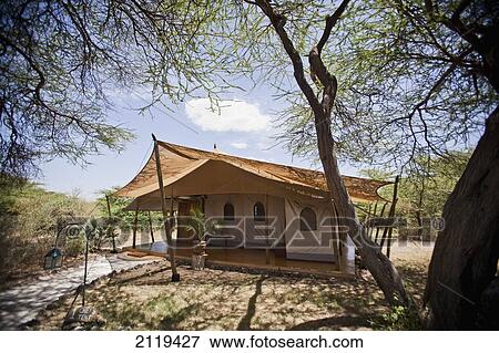 Stock Photo - Kenya, Luxury tented accommodation at Joy's Camp; Shaba National Reserve. Fotosearch