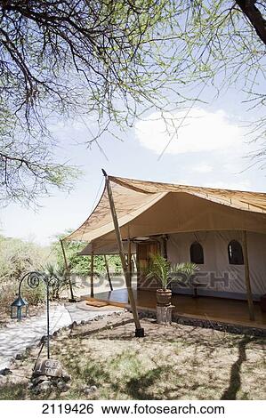 Stock Photograph - Kenya, Luxury tented accommodation at Joy's Camp; Shaba National Reserve. Fotosearch
