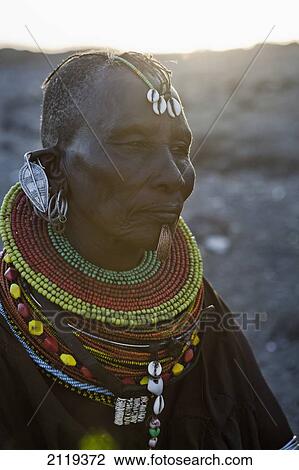 Kenya, Portrait of traditionally dressed Turkana woman on Lake Turkana; Loyangalani View Large Photo Image Stock Image - Kenya, Portrait of traditionally dressed Turkana woman on Lake Turkana; Loyangalani. Fotosearch