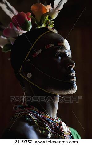 Kenya, Portrait of young Samburu man (Moran) in traditional dress; South Horr View Large Photo Image Stock Image - Kenya, Portrait of young Samburu man (Moran) in traditional dress; South Horr. Fotosearch