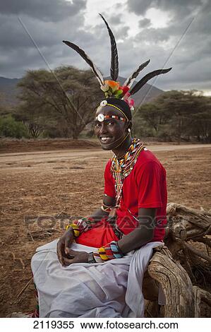 Kenya, Portrait of young Samburu Moran (warrior) in traditional dress; South Horr View Large Photo Image Stock Photography - Kenya, Portrait of young Samburu Moran (warrior) in traditional dress; South Horr. Fotosearch